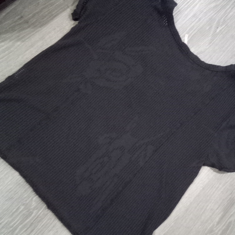 Free People Sheer Mesh Rose Raw Hem Tee Shirt Top - Picture 15 of 15